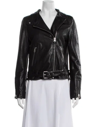 Pre-owned Mackage Leather Biker Jacket In Black