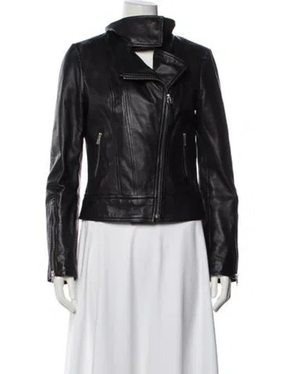 Pre-owned Mackage Leather Biker Jacket In Blue