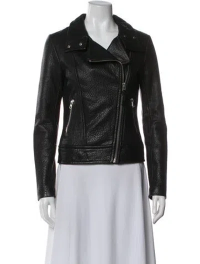 Pre-owned Mackage Leather Biker Jacket In Blue