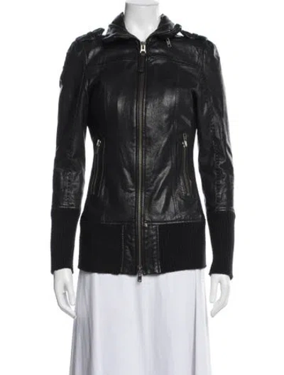Pre-owned Mackage Leather Biker Jacket In Blue