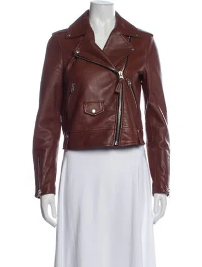 Pre-owned Mackage Leather Biker Jacket In Brown