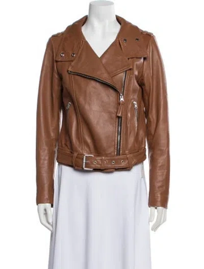 Pre-owned Mackage Leather Biker Jacket In Brown