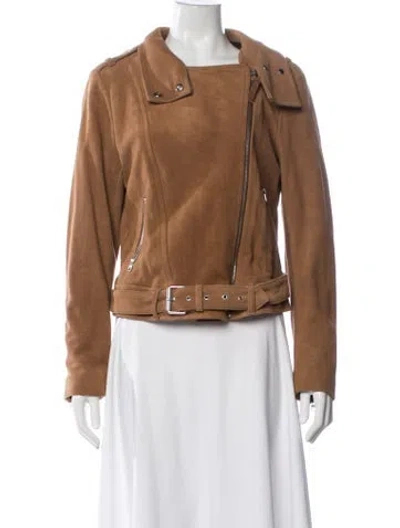Pre-owned Mackage Leather Biker Jacket In Brown