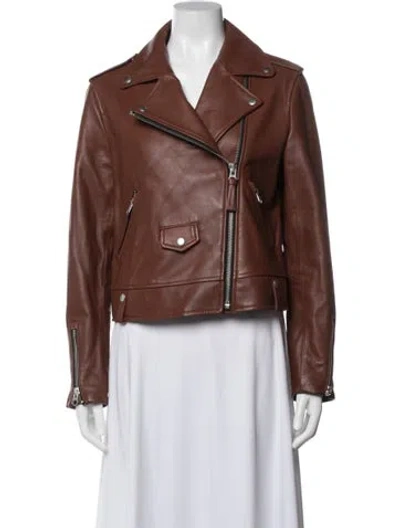 Pre-owned Mackage Leather Biker Jacket In Brown