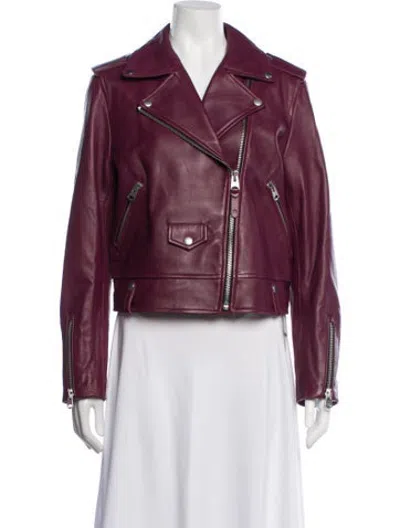 Pre-owned Mackage Leather Biker Jacket In Burgundy