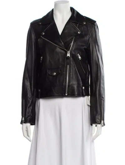 Pre-owned Mackage Leather Biker Jacket In Gray