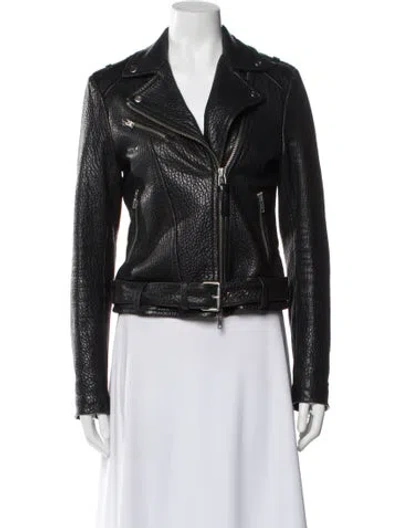 Pre-owned Mackage Leather Biker Jacket In Gray