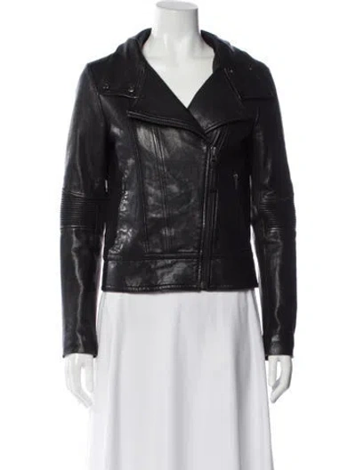 Pre-owned Mackage Leather Biker Jacket In Gray