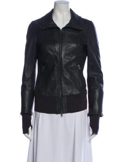 Pre-owned Mackage Leather Biker Jacket In Gray