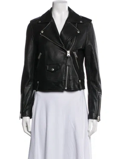 Pre-owned Mackage Leather Biker Jacket In Green