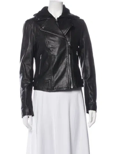 Pre-owned Mackage Leather Biker Jacket In Grey