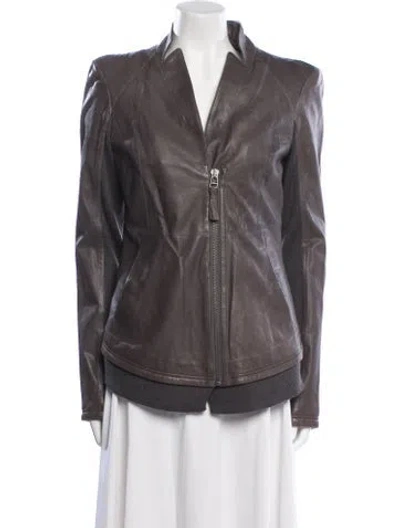 Pre-owned Mackage Leather Biker Jacket In Neutral