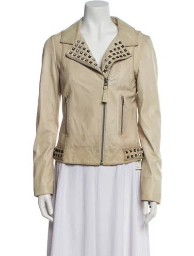 Pre-owned Mackage Leather Biker Jacket In Neutral