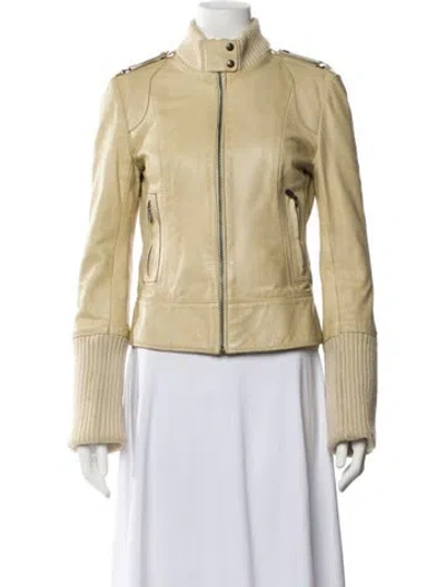 Pre-owned Mackage Leather Biker Jacket In Neutrals