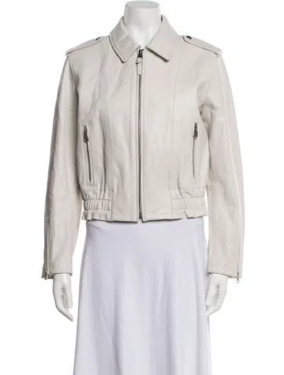 Pre-owned Mackage Leather Biker Jacket In Neutrals