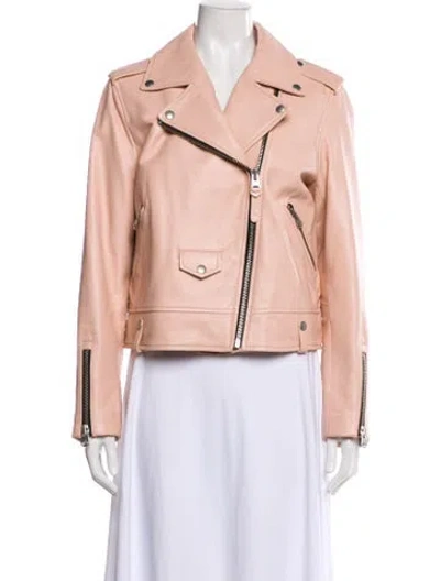 Pre-owned Mackage Leather Biker Jacket In Pink