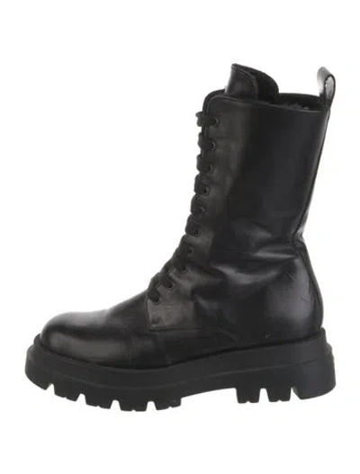 Pre-owned Mackage Leather Combat Boots In Black