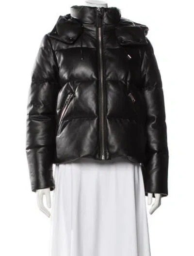 Pre-owned Mackage Leather Down Coat In Black