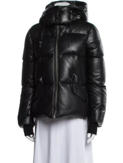 Pre-owned Mackage Leather Down Jacket In Black