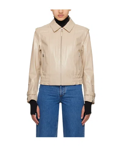 Mackage Beige Amoree Leather Jacket In Trench