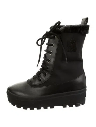 Pre-owned Mackage Leather Lace-up Boots In Black
