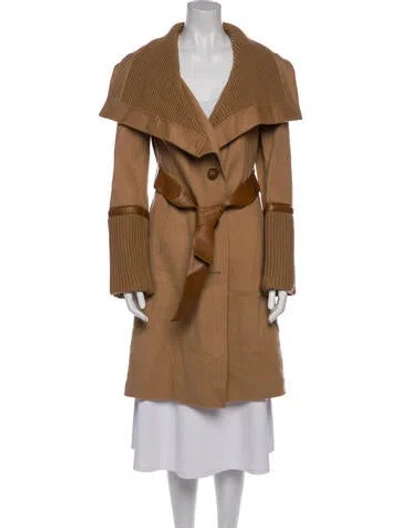 Pre-owned Mackage Leather Peacoat In Brown