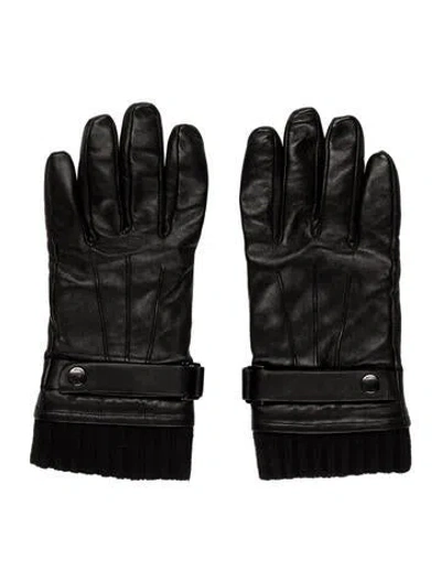Pre-owned Mackage Leather Rib Trim Gloves. In Black