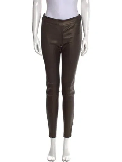 Pre-owned Mackage Leather Skinny Leg Pants In Brown