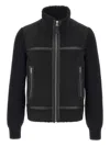Mackage Leather-trimmed Knitted-sleeve Jacket In Black