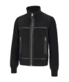 Mackage Leather-trimmed Knitted-sleeve Jacket In Black