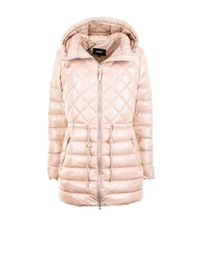 Mackage Light Camel Quilted Jacket With Zip And Hood In Pink