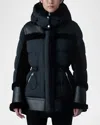 Mackage Lilibeth Mixed-media Down Parka With Shearling And Leather In Black