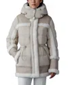 Mackage Lilibeth Shearling Trim Down Parka In Trench-natural