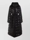 Mackage Long Hooded Quilted Down Jacket With Belt In Black