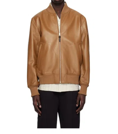 Mackage Long Sleeve Leather Jacket In Brown