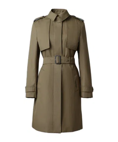 Mackage Long-sleeved Belt Trench Coat In Green