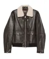 Mackage Embossed-leather Chance-nv Bomber Jacket In Brown