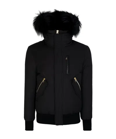 Mackage Dixon-bx 2-in-1 Nordic Tech Down Bomber With Blue Fox Fur In Black