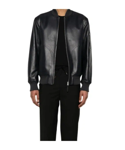 Mackage Long-sleeved Leather Jacket In Black