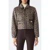 Mackage Animal Print Cropped Leather Trim Jacket In Brown