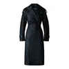 Mackage Lorelei Double-breasted Perforated Leather Trench Coat In Black