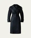 Mackage Lorelei Double-breasted Perforated Leather Trench Coat In Black