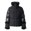 Mackage Lydana Down Jacket With Genuine Shearling Trim And Removable Bib In Black