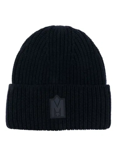 Mackage Jude Colorblock Wool Blend Rib Beanie In Blue