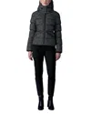 Mackage Madalyn Flocked Medium Down Coat In Black/white