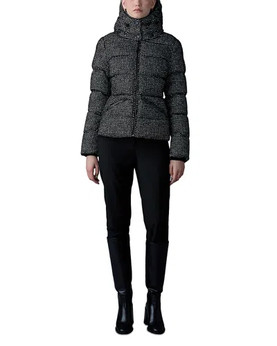 Mackage Madalyn Flocked Medium Down Coat In Black