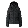 Mackage Madalyn Flocked Medium Down Coat In Black-white