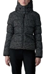 Mackage Madalyn Flocked Medium Down Coat In Black-white
