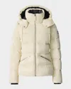 Mackage Madalyn-glo Glossy Down Jacket With Removable Hood In Animal Print