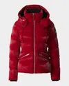 Mackage Madalyn-glo Glossy Down Jacket With Removable Hood In Red